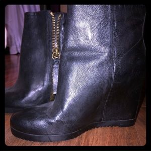Nine West Black Taboulie Leather Wedge Booties